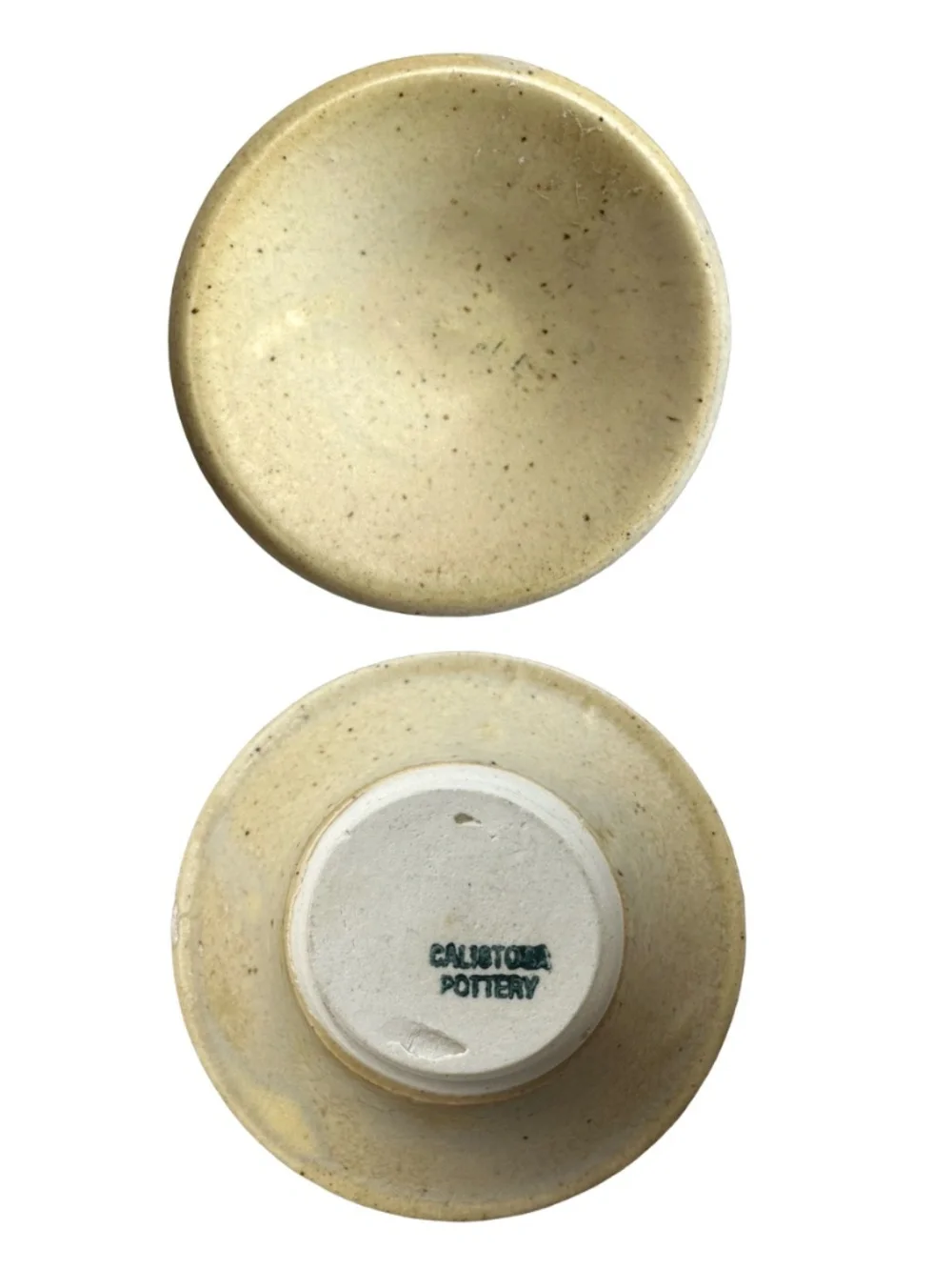 2 Calistoga Pottery Ceramic Decorative Mini Dish Cup Round Art Cup USA Made